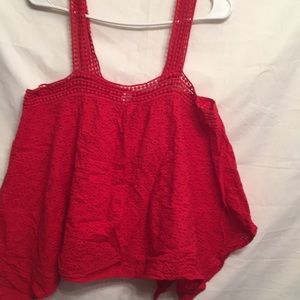 Red flower cutout top